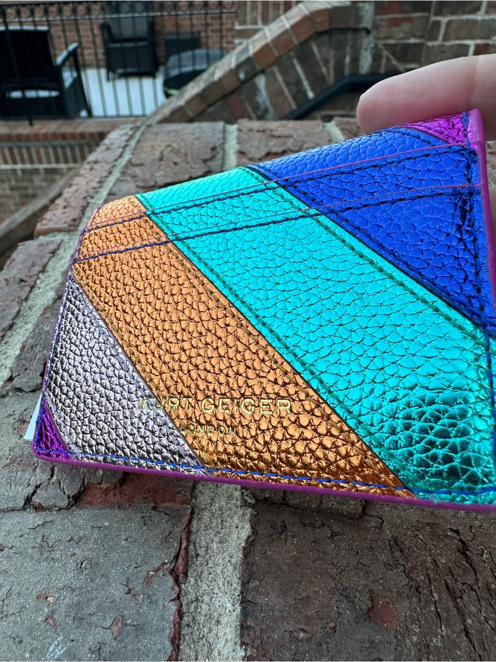 Kurt Geiger Multicolor Metallic Leather card wallet - Picture 3 of 4